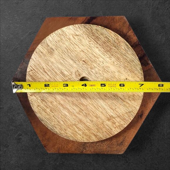 Solid Wood Rotating Chevron Caddy 8.5" Rustic Desk Organizer Inlay Decor Turns - Picture 7 of 9